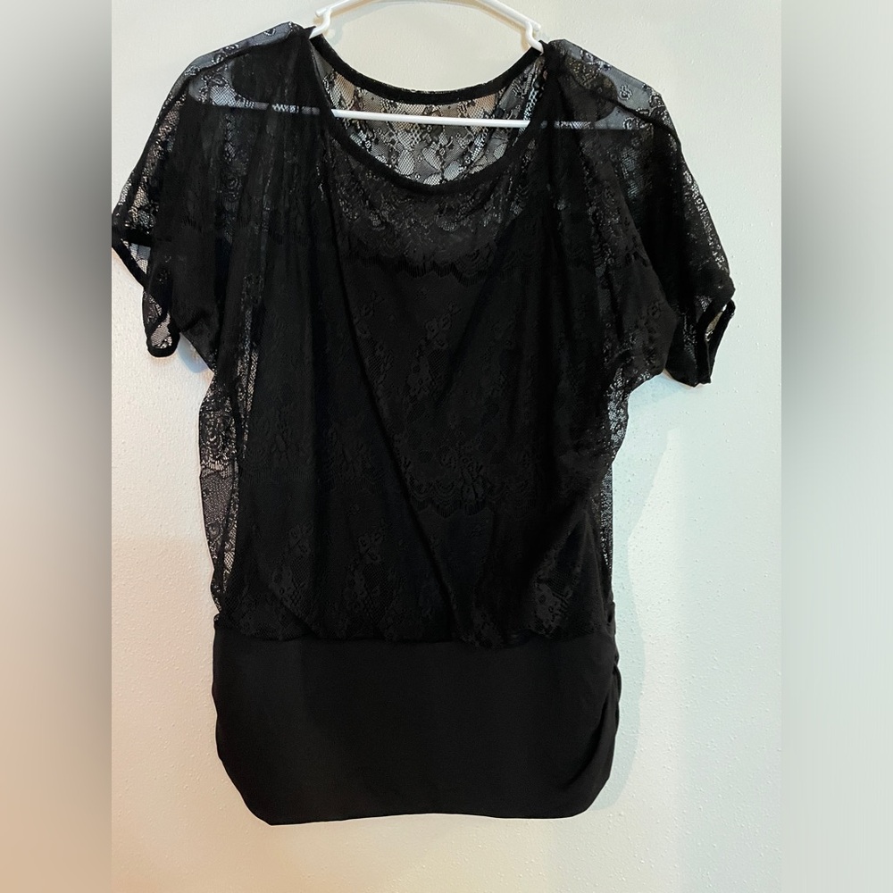 Black Lace blouse. Fitted at waist
